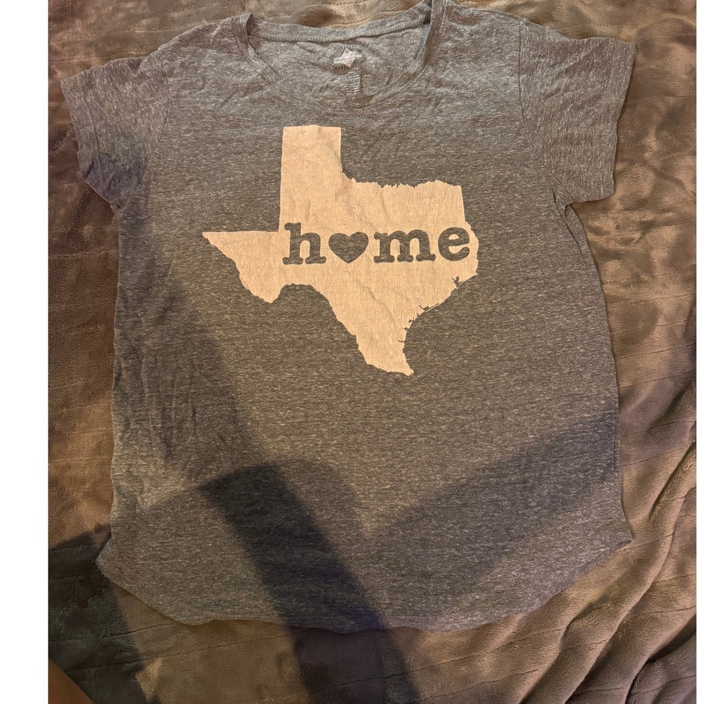 State of Mine Texas Home Heart Graphic T-Shirt Gray Womens Small Tri-Blend